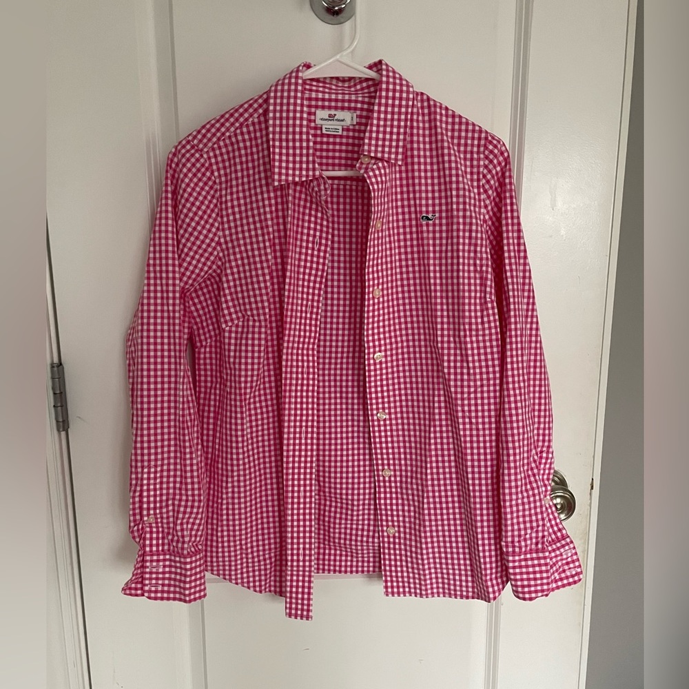 Gingham vineyard vines button down shirt